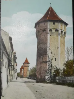 Carte postala, Sibiu, Turnurile Hartenrck, perioada interbelica