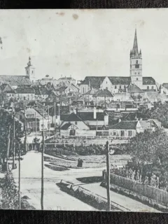 Carte postala, Sibiu vedere generala, 1917