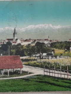 Carte postala, Sibiu, vedere generala, 1927