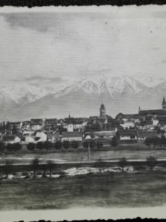 Carte postala, Sibiu vedere generala 1943
