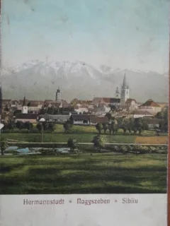 Carte postala, Sibiu, vedere generala, perioada interbelica