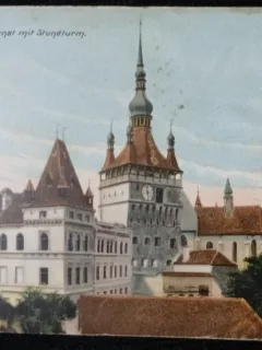 Carte Postala, Sighisoara, Internatul de baieti si Turnul cu ceas, 1905