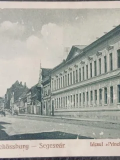 Carte postala, Sighisoara, Liceul Principele Nicolae, perioada interbelica