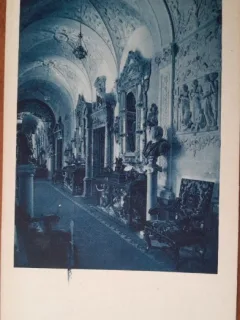 Carte postala, Sinaia, Castelul Peles, coridorul de la parter, perioada interbelica