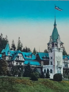 Carte postala, Sinaia, Castelul Peles, perioada interbelica