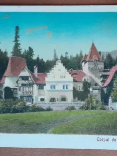 Carte postala, Sinaia, Corpul de garda din fata, perioada interbelica