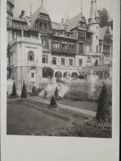 Carte postala, Sinaia, fatada Castelului Peles, perioada interbelica