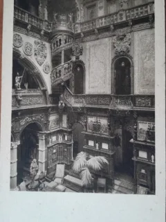 Carte postala, Sinaia, Holul Castelului Peles, perioada interbelica