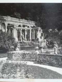 Carte postala, Sinaia, parcul palatului, perioada interbelica