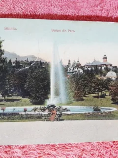 Carte postala, Sinaia, vedere din parc, perioada interbelica