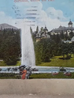Carte postala, Sinaia, vedere din parc, perioada interbelica