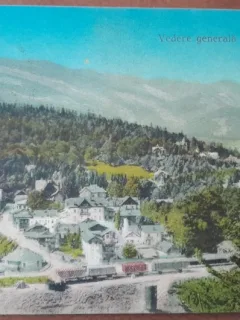 Carte postala, Sinaia, vedere generala cu centrul pietii, 1924