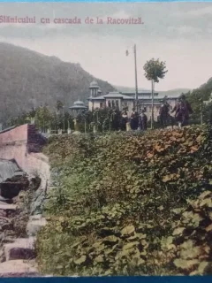 Carte Postala, Slanic Moldova, Paraul Slanicului cu cascada de la Racovitza, perioada interbelica