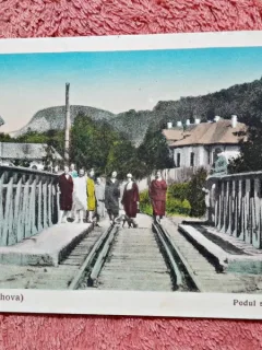 Carte postala, Slanic Prahova, Podul spre Saline, perioada interbelica