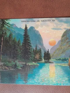 Carte postala, Sonneaufgang am Toblacher See. inceput de secol XX