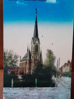 Carte postala, Szentes, oras in Ungaria, Catedrala Luterana, perioada interbelica