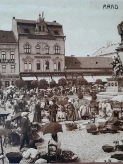 Carte postala, Targ in Arad, inceput de secol XX