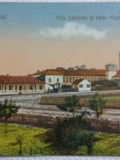 Carte postala, Techir-Ghiol, Vila Stefania si baile Ministerului Muncii, 1936