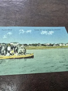 Carte Postala Techirghiol, vedere de pe lac cu barcile pentru excursii, 1924