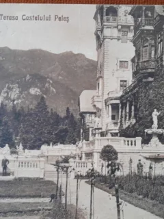 Carte postala, terasa Castelului Peles, 1927