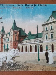 Carte postala, Timisoara Gara Domnita Elena, 1923