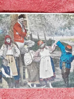 Carte postala, ucrainieni in livada, 1925