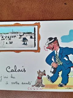 Carte postala, vacanta a Calais, 1958