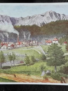 Carte postala, vedere din Azuga, perioada interbelica