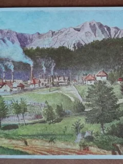 Carte postala, vedere din Azuga, perioada interbelica
