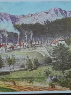 Carte postala, Vedere din Azuga, perioada interbelica