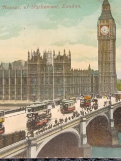 Carte postala, Westminster Bridge & Houses of Parliament, London, perioada interbelica