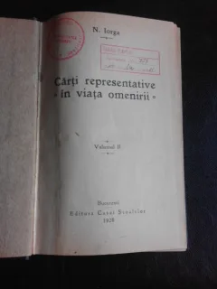 Carti reprezentative in viata omenirii - N. Iorga vol.II+III, coligate