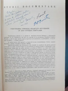 Cercetarea istoriei orasului Bucuresti in anii puterii populare - P.P. Panaitescu  cu dedicatie