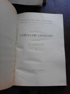 CERCETARI LITERARE - N. CARTOJAN  VOL.I