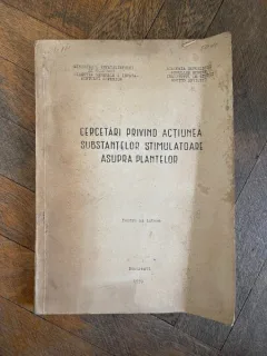 Cercetari privind actiunea substantelor stimulatoare asupra plantelor