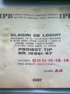 CLADIRI DE LOCUIT. PIESE DESENATE ARHITECTURA. PROIECT TIP NR. 18861-87. VOLUMUL A8