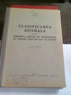 Clasificarea zecimala pentru biblioteci, servicii de documentare si fisiere individuale de studii