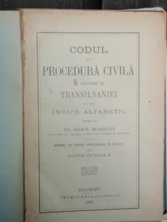 CODUL DE PROCEDURA CIVILA IN VIGOARE AL TRANSILVANIEI