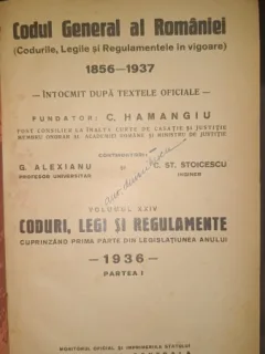 CODUL GENERAL AL ROMANIEI VOL. XXIV - 1936 - I