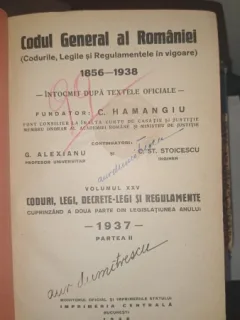 CODUL GENERAL AL ROMANIEI VOL XXV - 1937 - II