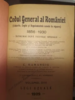 CODUL GENERAL AL ROMANIEI VOL XXVII - 1929