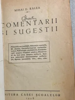 Comentarii si sugestii - Mihai D. Ralea - din biblioteca lui Geo Dumitrescu