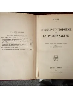 Connais-toi toi meme , La Psychanaliyse , J. Ralph , 1924