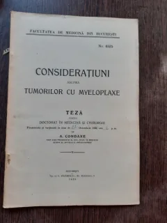 CONSIDERATIUNI ASUPRA TUMORILOR CU MYELOPLAXE - A. CONDAXE  (TEZA DE DOCTORAT, CU DEDICATIE)