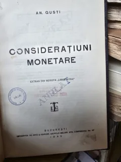 Consideratiuni monetare - An. Gusti
