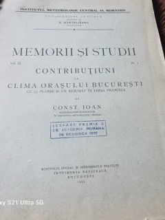 Const. Ioan - Memorii si Studii. Contributiuni la Clima Orasului Bucuresti Vol. II