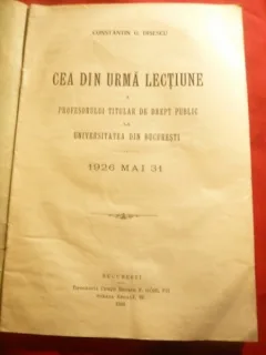 Constantin G. Disescu, Cea din urma lectiune