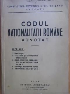 Constantin Titel Petrescu - Codul Nationalitatii Romane Adnotat