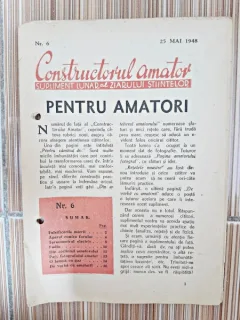 Constructorul amator, supliment lunar al revistei stiintelor nr.6/1948