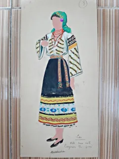 Costum popular din Moldove, desen
